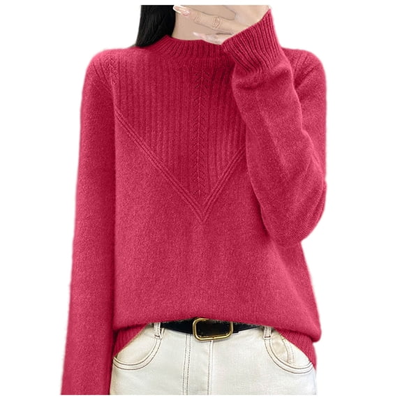 EDFBUYKRS Female Sweaters Women's Turtleneck Oversized Sweaters Batwing Long Sleeve Pullover Loose Knit Fall Sweater M