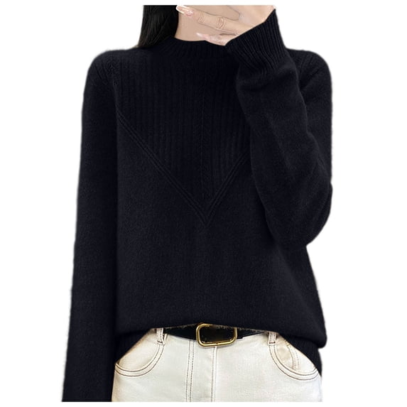 EDFBUYKRS Female Sweaters Women's Turtleneck Oversized Sweaters Batwing Long Sleeve Pullover Loose Knit Fall Sweater Xl