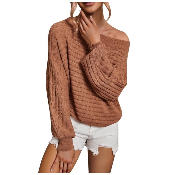 EDFBUYKRS Female Sweaters Women's Turtleneck Oversized Sweaters Long Batwing Sleeve Spilt Hem Tunic Pullover Knit Tops Fall Sweater M