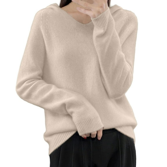 EDFBUYKRS Female Sweaters Women's V Neck Sweaters Fall Long Sleeve Crochet Knit Casual Pullover Tops Fall Sweater M