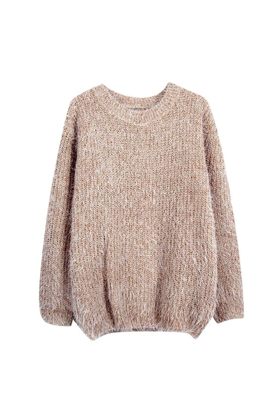 Female Sweaters Women's Wool Blend Classic Crew Neck Casual Fall Sweaters Fall Sweater One Size