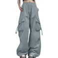 thumbnail image 1 of EDFBUYKRS Female Women Pants Casual Baggy Cargo Pants Cargo Pants Woman Relaxed Fit Baggy Clothes Black Pants High Waist Zipper Slim Drawstring Waist with Pockets Loose Plus Size Xxxl, 1 of 4