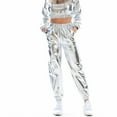 thumbnail image 1 of EDFBUYKRS Female Women Pants Casual Black Wide Leg Dress Pants for Women Petite Women's Fashion Streetwear Club Cool Shiny Causal Pants L, 1 of 8