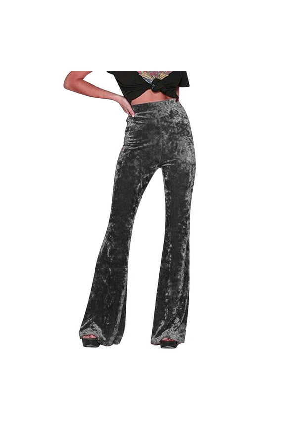 Female Women Pants Casual Business Pants for Women Flare Women High Waist Gold Velvet Solid Color Casual Flared Wide Leg Pants Women's Trousers S