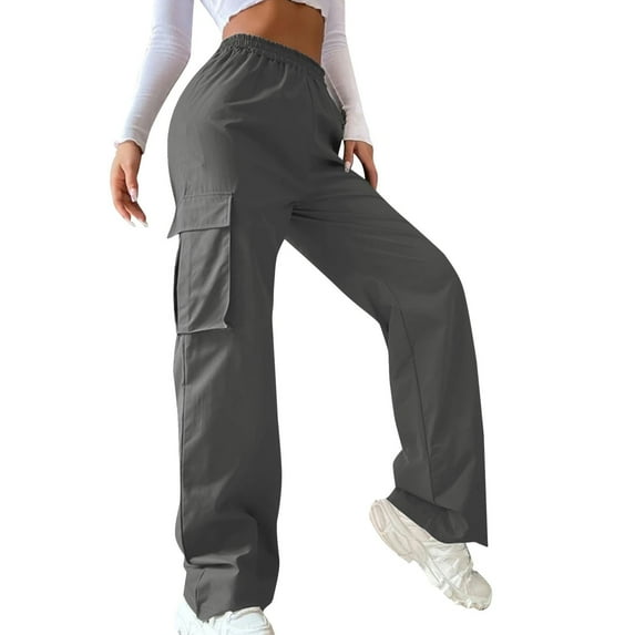 EDFBUYKRS Female Women Pants Casual Business Pants for Women Petite Short Women's Belt Less High Waisted Wide Leg Trousers Straight Leg Relaxed Style Trousers Casual Trousers Xs