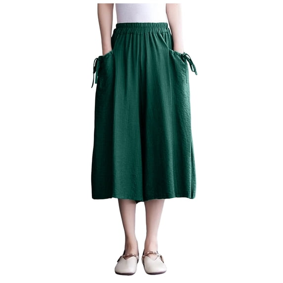 EDFBUYKRS Female Women Pants Casual Capri Pants for Women Petite Size Shorts for Women Plus Size Knee Length Linen Shorts Summer Baggy Dressy Long Shorts with Pockets Xxxxxl