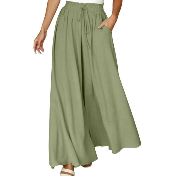 EDFBUYKRS Female Women Pants Casual Cargo Pants Women High Waist Jeans Women Wide Leg Pants High Waisted Yoga Pants Hippie Pants Boho Beach Plus Size Palazzo Pants Xxl