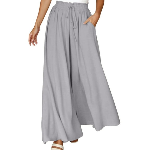 EDFBUYKRS Female Women Pants Casual Cargo Pants Women High Waist Jeans Women Wide Leg Pants High Waisted Yoga Pants Hippie Pants Boho Beach Plus Size Palazzo Pants Xxl