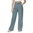 thumbnail image 1 of EDFBUYKRS Female Women Pants Casual Cargo Pants Women High Waist Petite Womens Casual Wide Leg Dress Pants High Waist Tailored Button Down Trousers with Pockets S, 1 of 9