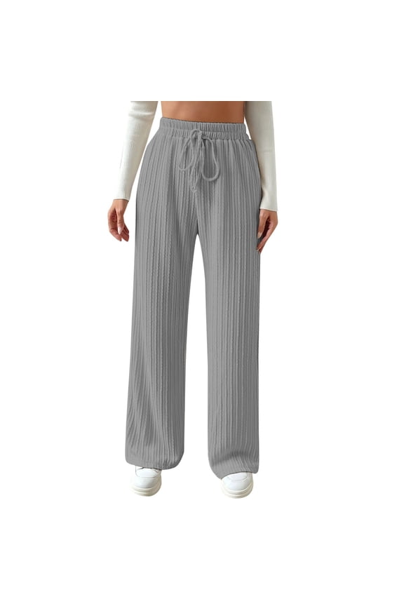 Female Women Pants Casual Cargo Pants Women High Waisted Camo Women's Casual Rib Knit High Elastic Waist Elastic Waist Pant Wide Leg Pant Pants Trousers S