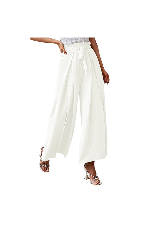 Female Women Pants Casual Drawstring Pants Women Petite Womens Comfy Drawstring Casual Elastic Waist Pocketed Pants Beach Pants M