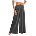 thumbnail image 1 of EDFBUYKRS Female Women Pants Casual Dress Pants Women Petite Womens High Waisted Flowy Palazzo with Pockets S, 1 of 4