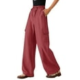 thumbnail image 1 of EDFBUYKRS Female Women Pants Casual Dress Pants Women Stretch Flare Women Palazzo Pants Summer Casual Wide Leg High Waist Flowy Beach Trousers Travel Outfits S, 1 of 4