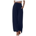 thumbnail image 1 of EDFBUYKRS Female Women Pants Casual Dress Pants Womens Cropped Women High Waisted Wide Leg Pants Fashion Drawstring Elastic Trousers Comfy Straight Leg Long Pants with Pockets S, 1 of 6