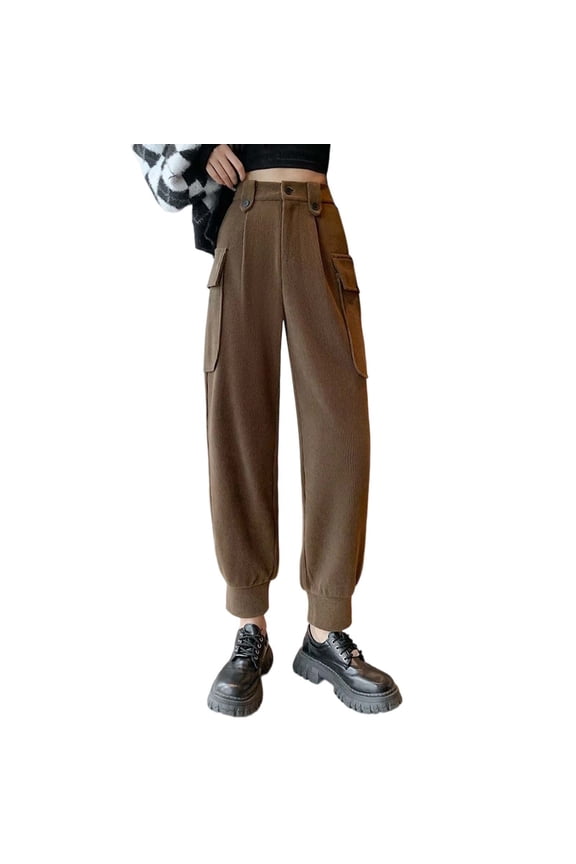 Female Women Pants Casual Fall Pants for Women Petite Length Women's Casual Corduroy Pants High Waisted Tapered Ankle Joggers Comfortable Trousers for Everyday Wear M