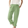 thumbnail image 1 of EDFBUYKRS Female Women Pants Casual High Waisted Pants for Women Petite Womens Daily Casual Solid Color Side Pocket Elastic Waist Pants Long Trousers Xxxl, 1 of 4