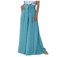 thumbnail image 1 of EDFBUYKRS Female Women Pants Casual Linen Pants Women Long Tall 2026 Women's Solid Color Leisure High Waist Wide Leg Pants M, 1 of 5