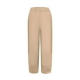 thumbnail image 1 of EDFBUYKRS Female Women Pants Casual Linen Pants Women Petite Straight Leg Pant Women Waist Crop Loose Colour Pure and Pants Elastic with Pocket Women Casual Pants Xxl, 1 of 6
