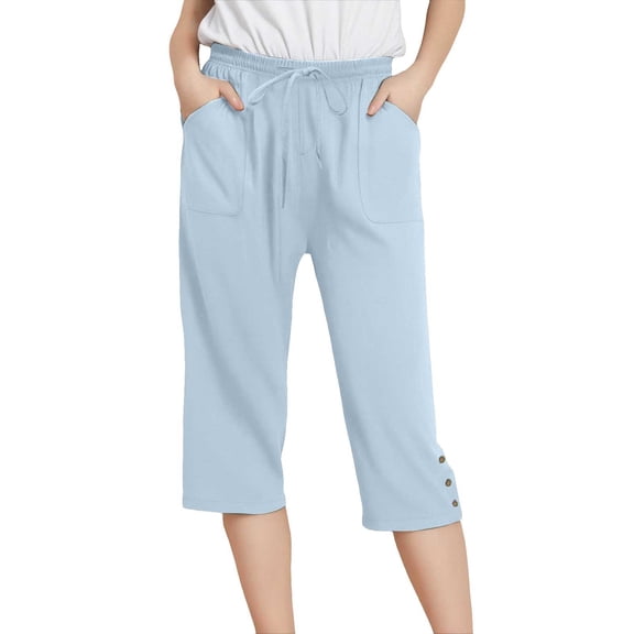 EDFBUYKRS Female Women Pants Casual Linen Pants Women Short Inseam Women Fashion Solid Casual Loose Pocket Elastic High Waist Casual Pants Xxl