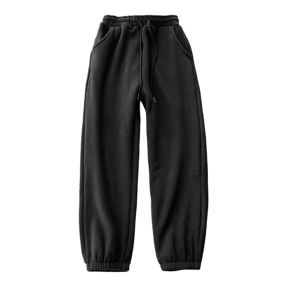 EDFBUYKRS Female Women Pants Casual Linen Pants Women Tall 34 Inseam Women's Lined Jogging Bottoms Sporty Joggers Drawstring Trousers with Pockets Warm Winter Sweatpants L