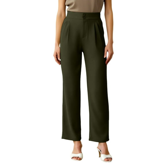 EDFBUYKRS Female Women Pants Casual Linen Pants Women Wide Leg Petite Summer Women High Waist Wide Leg Dress Pants Pleated Front Wide Waistband Elastic Work Casual Long Trousersÿ Xxl