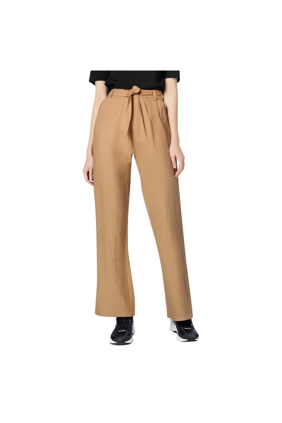Female Women Pants Casual Loose Pants for Women Extra Long Women Casual Breathable Elastic Waist Solid Color and Linen Belt Wide Leg Pants Loose Trousers Xxl