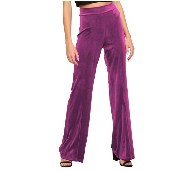 EDFBUYKRS Female Women Pants Casual Loose Pants for Women Work Casual Women's Solid Color Autumn and Winter Suede Straight Leg Wide Leg Temperament Elegant Commuting Casual Pants L