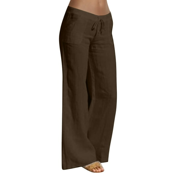 EDFBUYKRS Female Women Pants Casual Loose Pants for Women Fall Long Casual Elastic Leg Drawstring Waist Pants Solid Long Women Wide Pants Xxxl