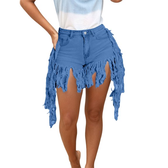 EDFBUYKRS Female Women Pants Casual Low Rise Sweatpants Women Long Women's Casual Shorts with Fringe Detail Comfortable Summer Party Nightclub Outfit Versatile Stretchable Breathable Fabric M