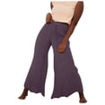 thumbnail image 1 of EDFBUYKRS Female Women Pants Casual Pants for Women High Waisted Jeans Women's Wide Legs Flowing Training Pants Drawstring Lace Temperament Pants Yoga Body Pants Flared Pants S, 1 of 9