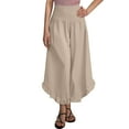 thumbnail image 1 of EDFBUYKRS Female Women Pants Casual Pants for Women Jeans Flare Women Linen Pants Summer Wide Leg Pants Smocked Waist Ruffle Hem Palazzo Pants Boho Flowy Beach Pants with Pocket Xxl, 1 of 8