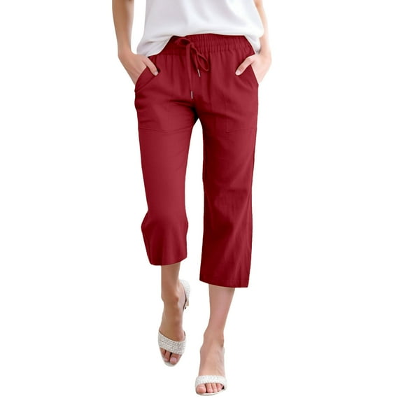 EDFBUYKRS Female Women Pants Casual Pants for Women Work Casual Petite Women High Waisted Wide Leg Pants Fashion Drawstring Elastic Trousers Comfy Straight Leg Long Pants with Pockets Xxxxxl