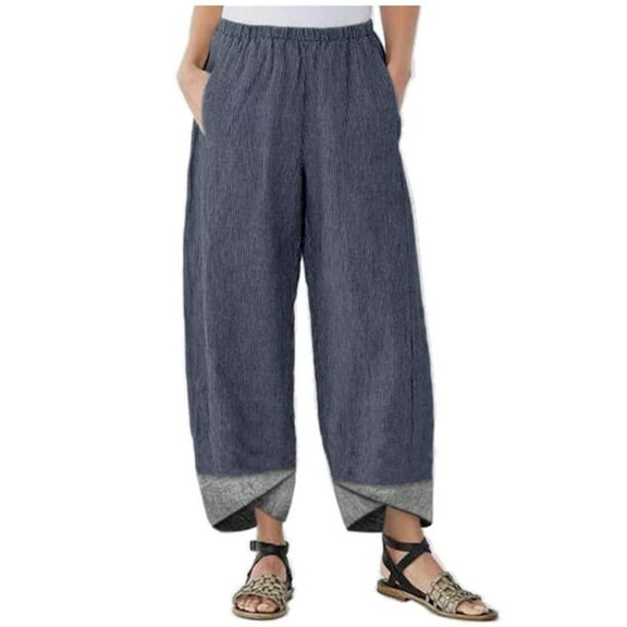 EDFBUYKRS Female Women Pants Casual Pants for Women Over 50 4X Patchwork Pants Women Solid Irregular Loose Trousers Casual Pants L