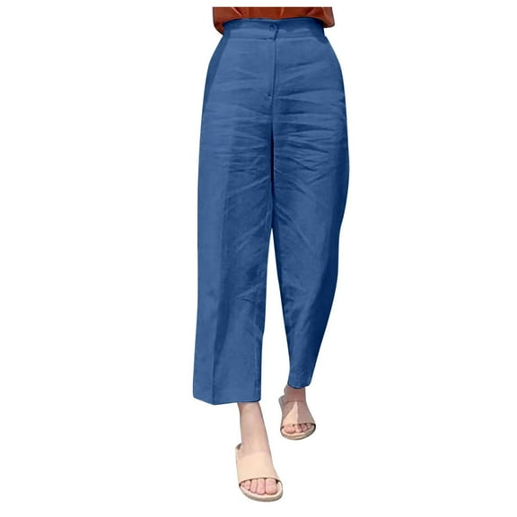 EDFBUYKRS Female Women Pants Casual Petite Sweatpants for Women Petite Length Short Women's Casual Loose Solid Color Side Pockets Fashionable Casual Straight Pants M