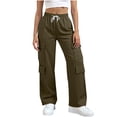thumbnail image 1 of EDFBUYKRS Female Women Pants Casual Plus Size Sweatpants for Women Tall Women's Fashionable Casual Solid Color Straight Leg Casual Trousers M, 1 of 9