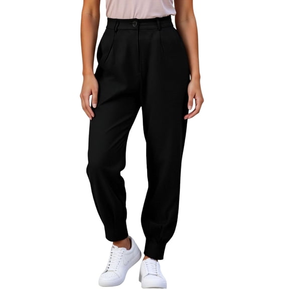 EDFBUYKRS Female Women Pants Casual Plus Size Wide Leg Pants for Women with Pockets High Waist Casual Knee Length Trousers with Pockets Comfortable Everyday Wear Stretch Ankle Pants for Business L
