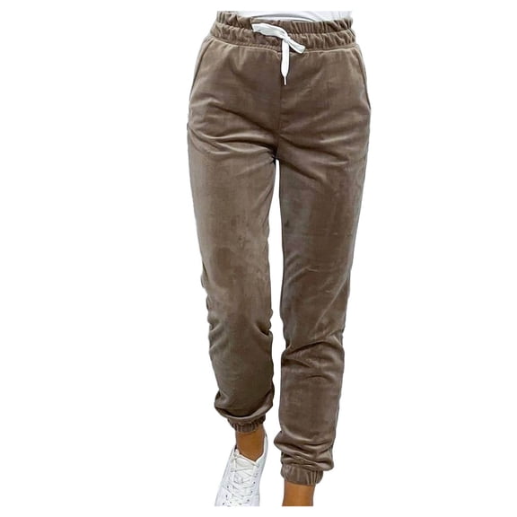 EDFBUYKRS Female Women Pants Casual Plus Size Wide Leg Pants for Women 5X Women Casual Solid Warm Fitness Sport Winter Pants with Pockets S