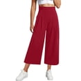 thumbnail image 1 of EDFBUYKRS Female Women Pants Casual Sweat Pants Women Baggy Packs Womens Wide Leg Cropped Suit Pants Work Business Summer Pleated Waisted Side Zipper up Trousers with Pockets L, 1 of 7