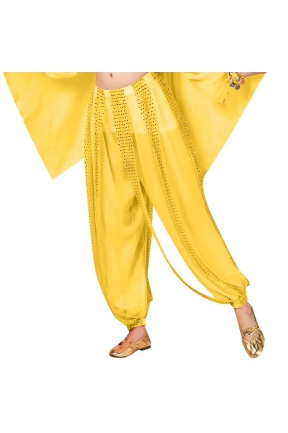 Female Women Pants Casual Sweat Pants for Womens Plus Size Flare Sequin Pants Belly Dance Performance Dance Pants Chiffon Highlight Pants One Size