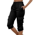 thumbnail image 1 of EDFBUYKRS Female Women Pants Casual Sweat Pants for Womens Petite Length 2026 Women's Elastic Waistband Pocket Solid Color Quarter Workwear Pants Xl, 1 of 5