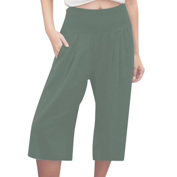 EDFBUYKRS Female Women Pants Casual Sweatpants Women Long City Women's Imitation and Linen Solid Color Elastic Waist Casual Pants Sports Capri Pants Xxl
