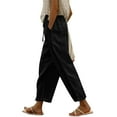 thumbnail image 1 of EDFBUYKRS Female Women Pants Casual Sweatpants Women Petite Pack Women Casual High Waist Pants Drawstring Capri Pants with Pockets Wide Leg Cropped Pants for Women S, 1 of 5