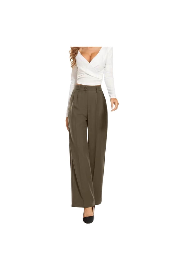 Female Women Pants Casual Sweatpants Women Petite Wide Leg Drape High Waisted Solid Color Wide Leg Pants Casual Suit Pants L