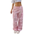 thumbnail image 1 of EDFBUYKRS Female Women Pants Casual Womens Fall Pantsuits Dressy Casual Women's Plus Size Tethered Straight Cargo Pants Straight Wide Leg Loose Casual Trousers Xl, 1 of 9