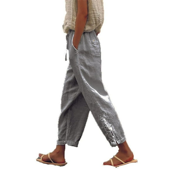 EDFBUYKRS Female Women Pants Casual Teacher Pants for Women 2026 Petite Women's Casual Pants Elastic Waist Comfortable Pants with Drawstring and Pockets for Spring Fall Everyday Wear Beach Outfits Xl