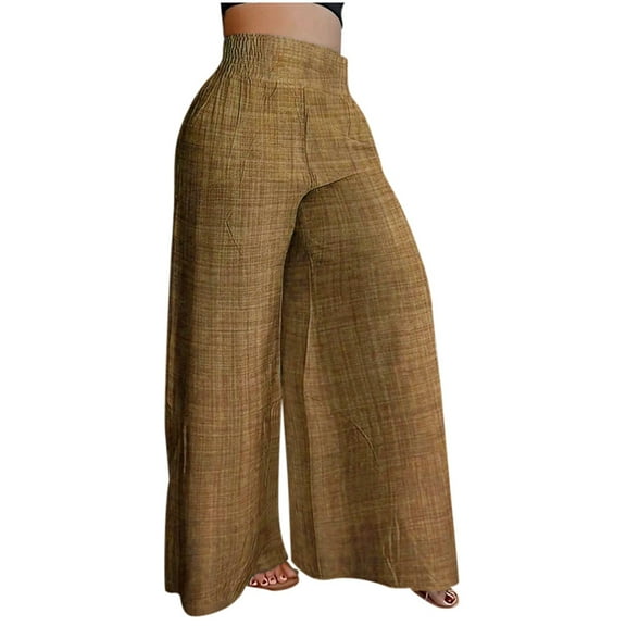 EDFBUYKRS Female Women Pants Casual Teacher Pants for Women 2026 Women's Solid Color Spring/Summer High Waisted Wide Leg Pants Casual Pants M