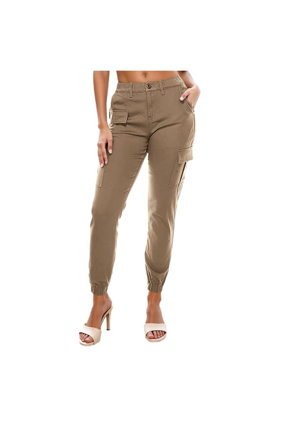 Female Women Pants Casual Travel Pants Women Plus Size Tall Solid Color Outdoor Cargo Pants with Multiple Pockets Elastic Waist Comfortable Casual Trousers for Everyday Wear L