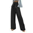 thumbnail image 1 of EDFBUYKRS Female Women Pants Casual Travel Pants Womens Tall Womens Casual Solid Color Loose Pockets Elastic Belt Waist Pants Long Trousers M, 1 of 6