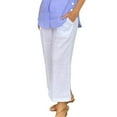 thumbnail image 1 of EDFBUYKRS Female Women Pants Casual Wide Leg Dress Pants for Women Long Women and Linen Elastic Waist Pant with Pocket Loose Harem Pants Pure Colour Crop Pants L, 1 of 7