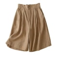 thumbnail image 1 of EDFBUYKRS Female Women Pants Casual Wide Leg Dress Pants for Women Petite Women's Wide Leg Pants Waist Quarter Pants Dropping Feel Summer Loose Thin Breathable Shorts L, 1 of 2